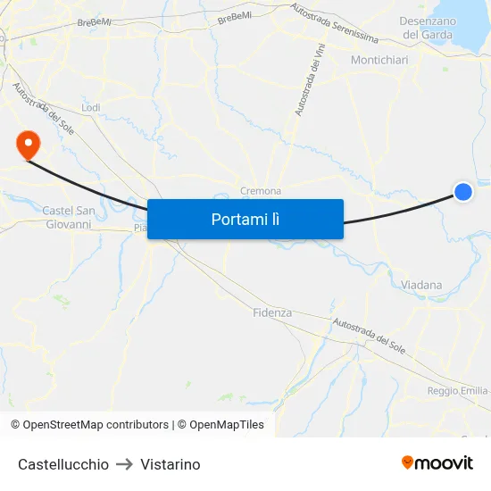Castellucchio to Vistarino map