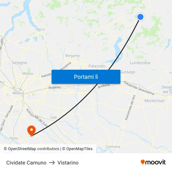 Cividate Camuno to Vistarino map