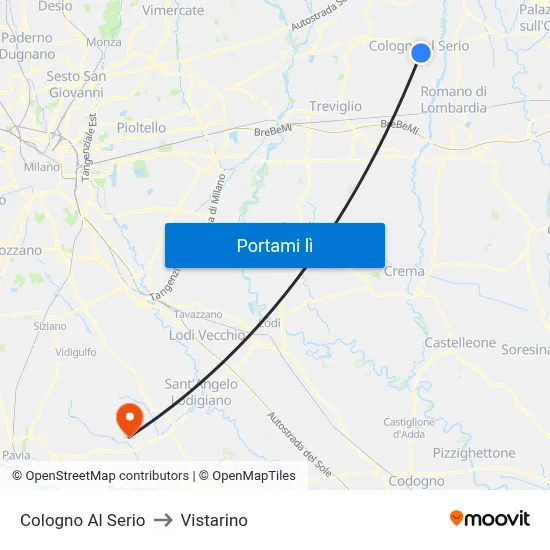 Cologno Al Serio to Vistarino map