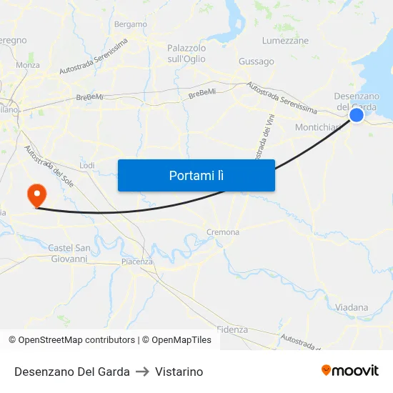 Desenzano Del Garda to Vistarino map