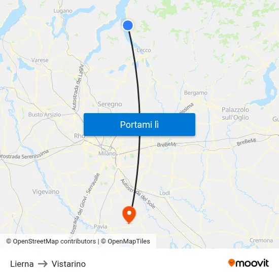 Lierna to Vistarino map