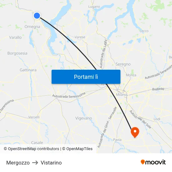 Mergozzo to Vistarino map