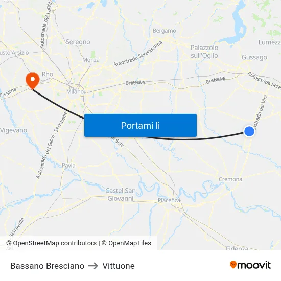 Bassano Bresciano to Vittuone map