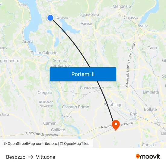 Besozzo to Vittuone map
