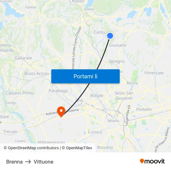 Brenna to Vittuone map
