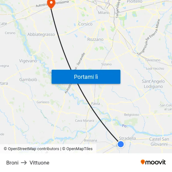 Broni to Vittuone map