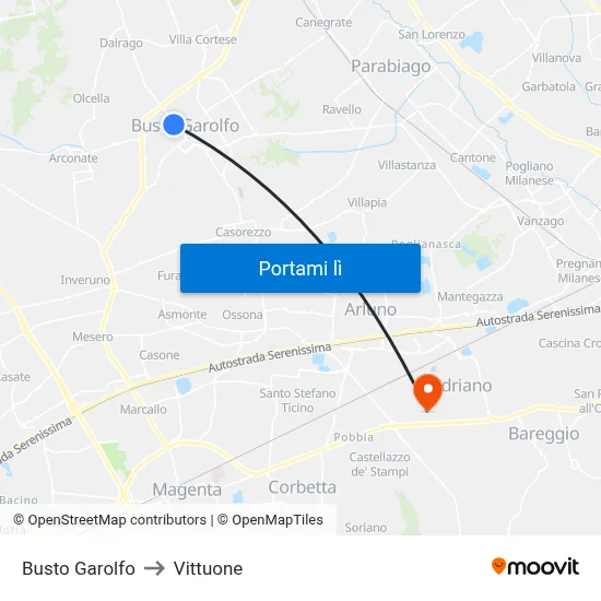 Busto Garolfo to Vittuone map
