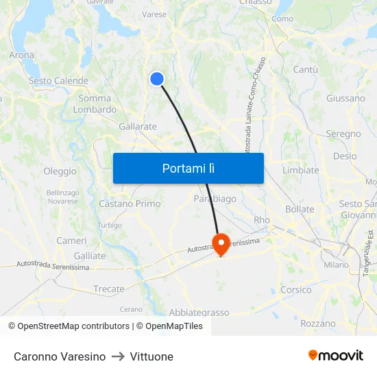 Caronno Varesino to Vittuone map