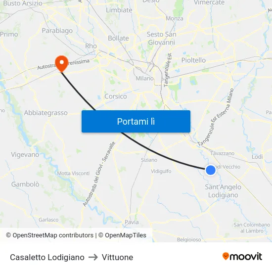 Casaletto Lodigiano to Vittuone map
