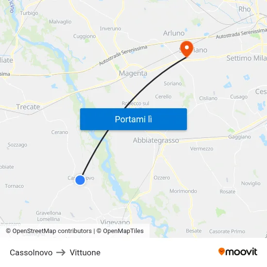 Cassolnovo to Vittuone map