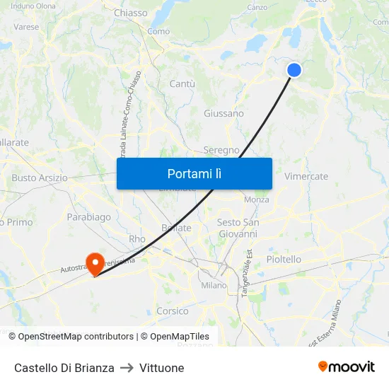 Castello Di Brianza to Vittuone map