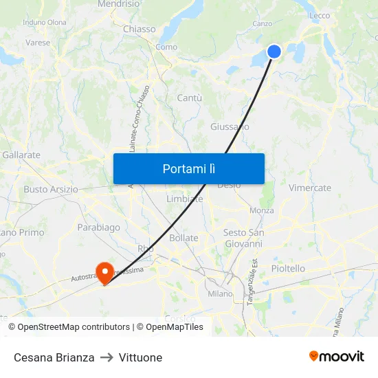Cesana Brianza to Vittuone map