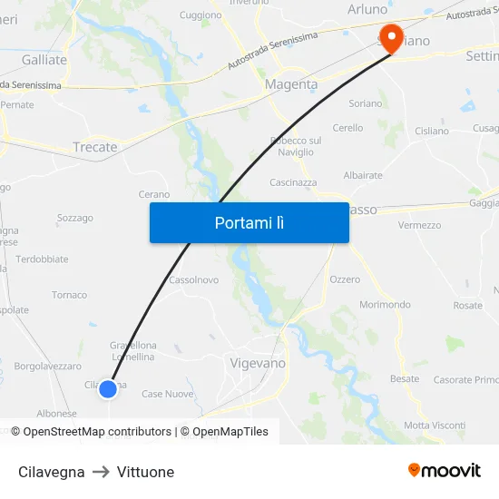 Cilavegna to Vittuone map