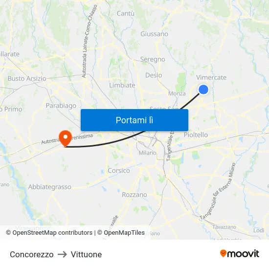 Concorezzo to Vittuone map