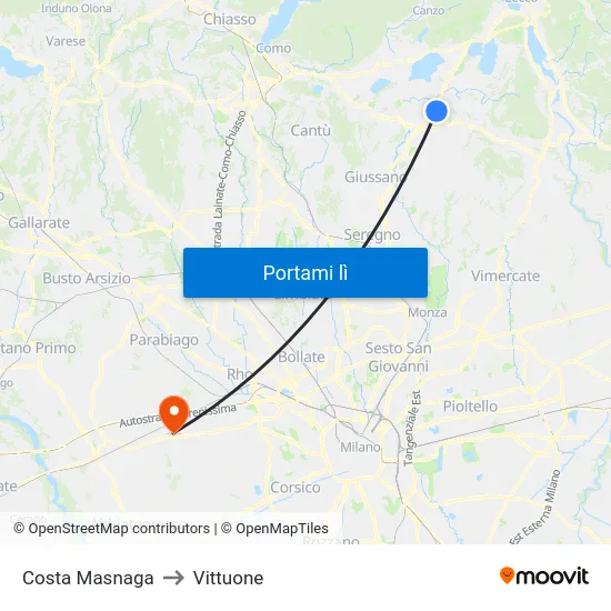 Costa Masnaga to Vittuone map