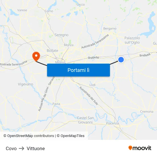 Covo to Vittuone map