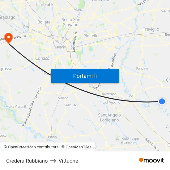 Credera Rubbiano to Vittuone map