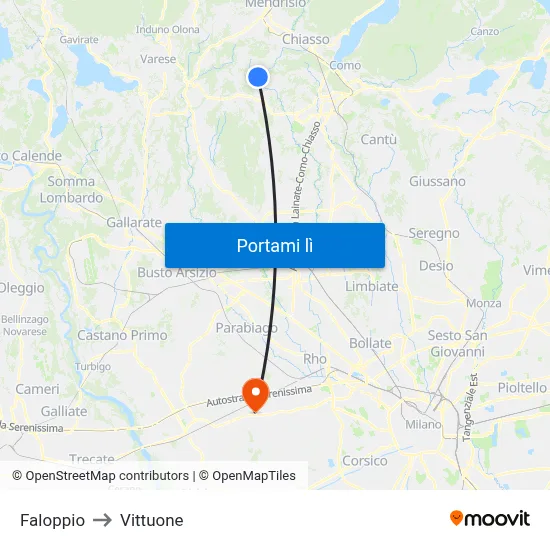 Faloppio to Vittuone map