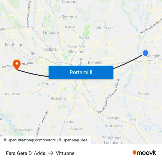 Fara Gera D' Adda to Vittuone map