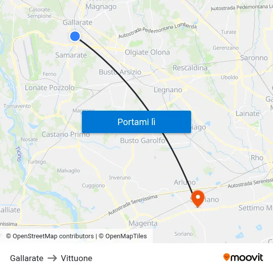 Gallarate to Vittuone map