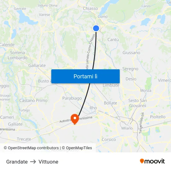 Grandate to Vittuone map