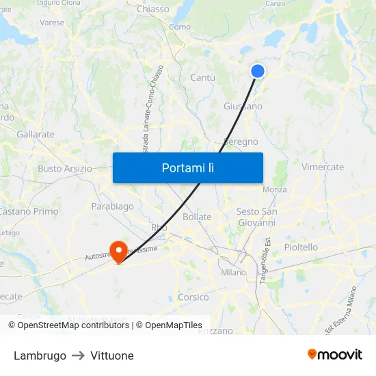 Lambrugo to Vittuone map