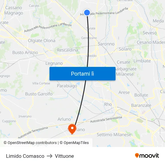 Limido Comasco to Vittuone map