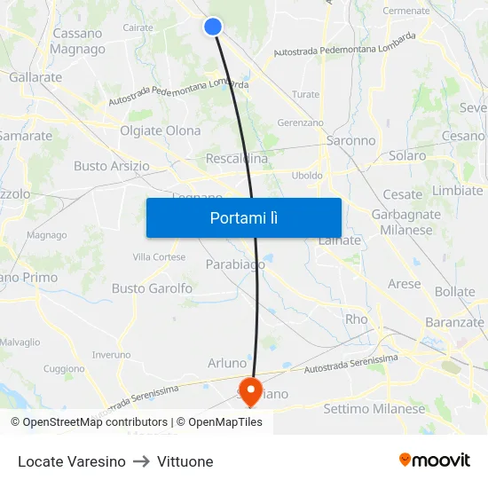 Locate Varesino to Vittuone map