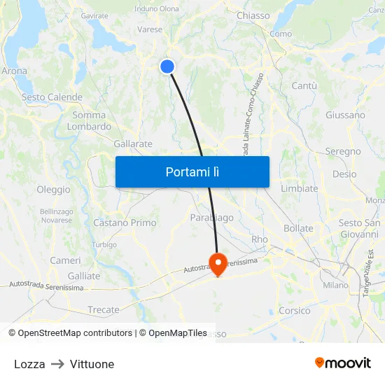 Lozza to Vittuone map