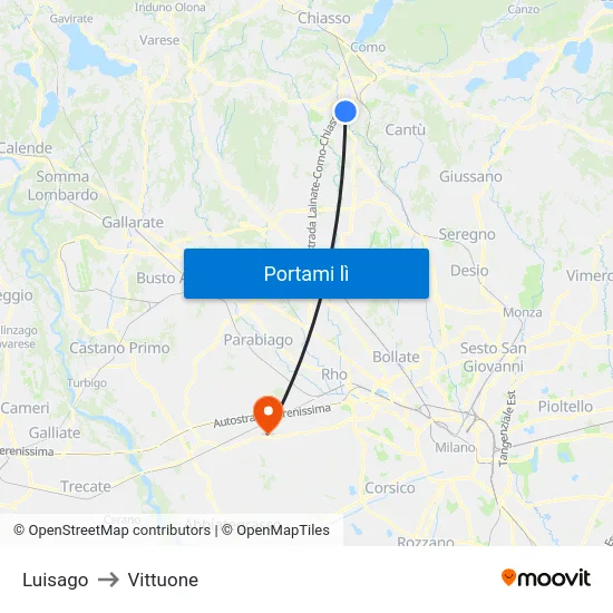 Luisago to Vittuone map