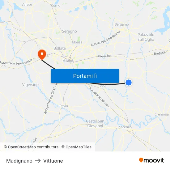 Madignano to Vittuone map