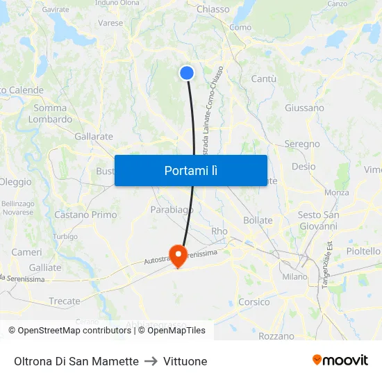 Oltrona Di San Mamette to Vittuone map