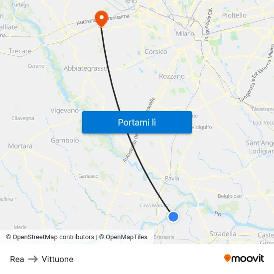 Rea to Vittuone map