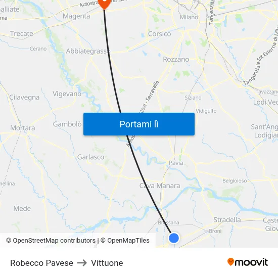 Robecco Pavese to Vittuone map