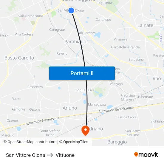 San Vittore Olona to Vittuone map