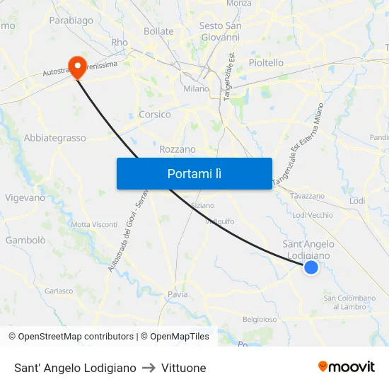 Sant' Angelo Lodigiano to Vittuone map