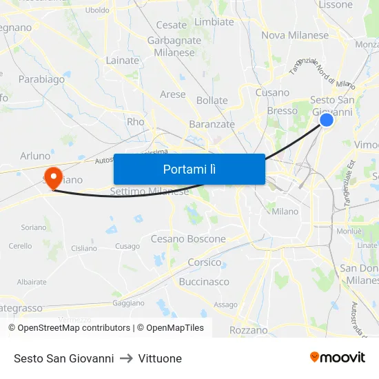 Sesto San Giovanni to Vittuone map