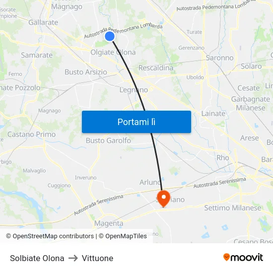 Solbiate Olona to Vittuone map
