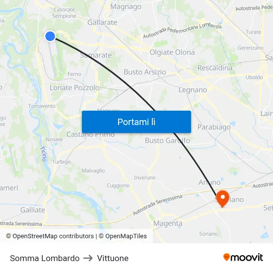 Somma Lombardo to Vittuone map