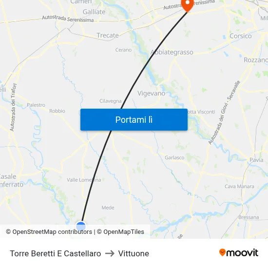 Torre Beretti E Castellaro to Vittuone map