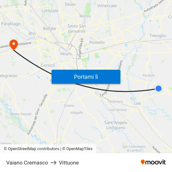 Vaiano Cremasco to Vittuone map