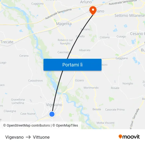Vigevano to Vittuone map