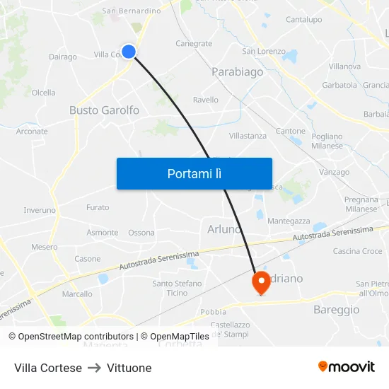 Villa Cortese to Vittuone map