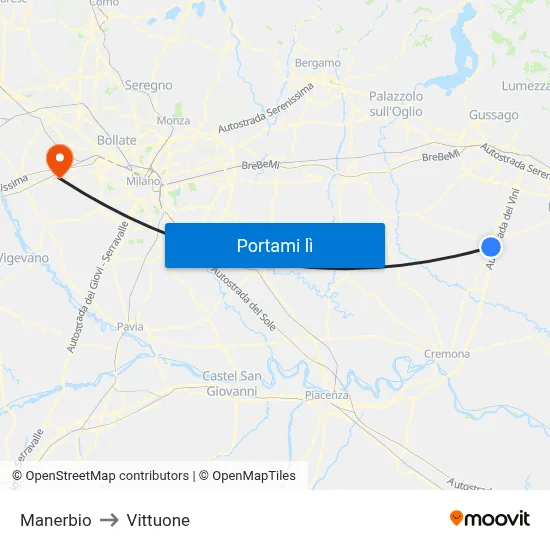 Manerbio to Vittuone map