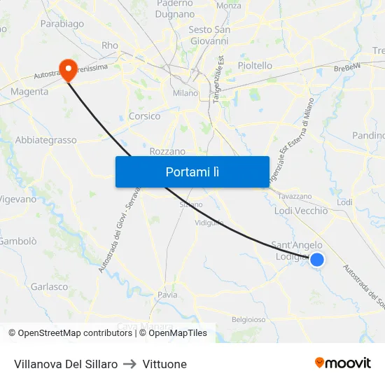 Villanova Del Sillaro to Vittuone map