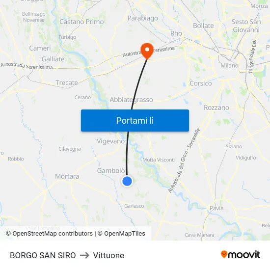 BORGO SAN SIRO to Vittuone map