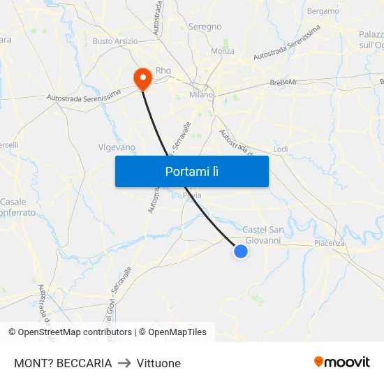 MONT? BECCARIA to Vittuone map