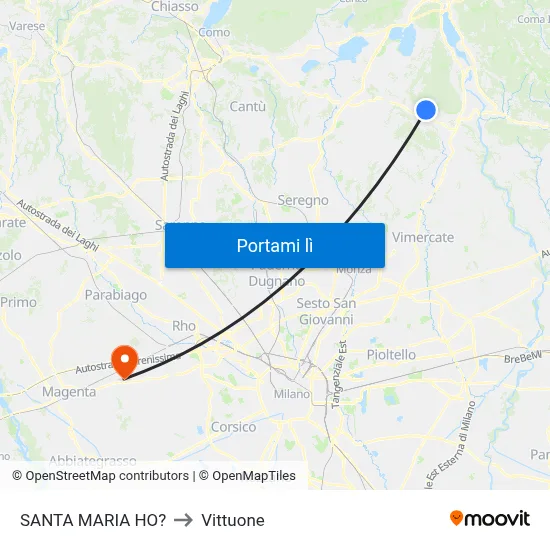 SANTA MARIA HO? to Vittuone map