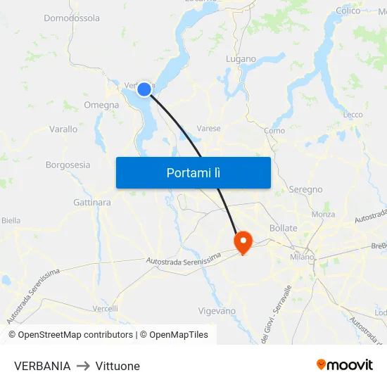 VERBANIA to Vittuone map