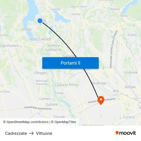 Cadrezzate to Vittuone map